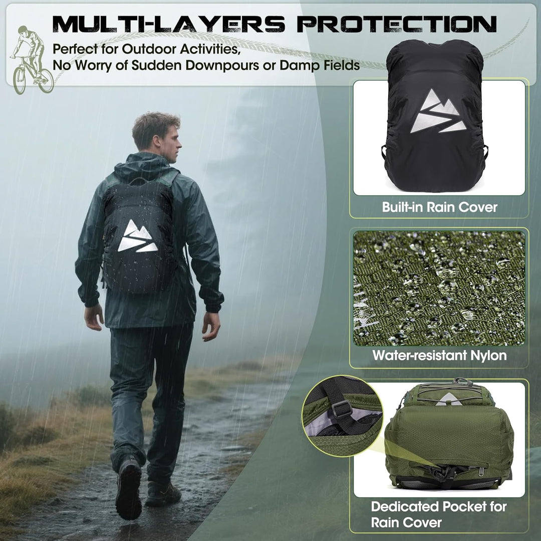 RAINSMORE Trinkrucksack mit Trinkblase 2L Leichter Isolierter 18L Wanderrucksack mit Regenschutz für