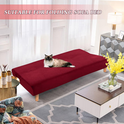 Mingfuxin Armlose Schlafsofabezüge, Stretch-Samt Futon Couchbezug Dicke weiche gemütliche Sofa Schon