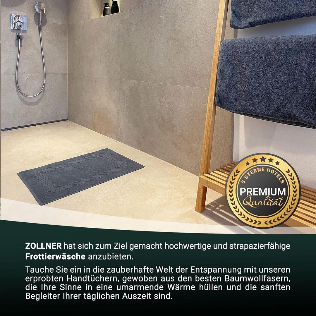 ZOLLNER 2er Set Badematten - weiche und saugstarke Duschvorleger - waschbar bis 95°C - Baumwolle - 5