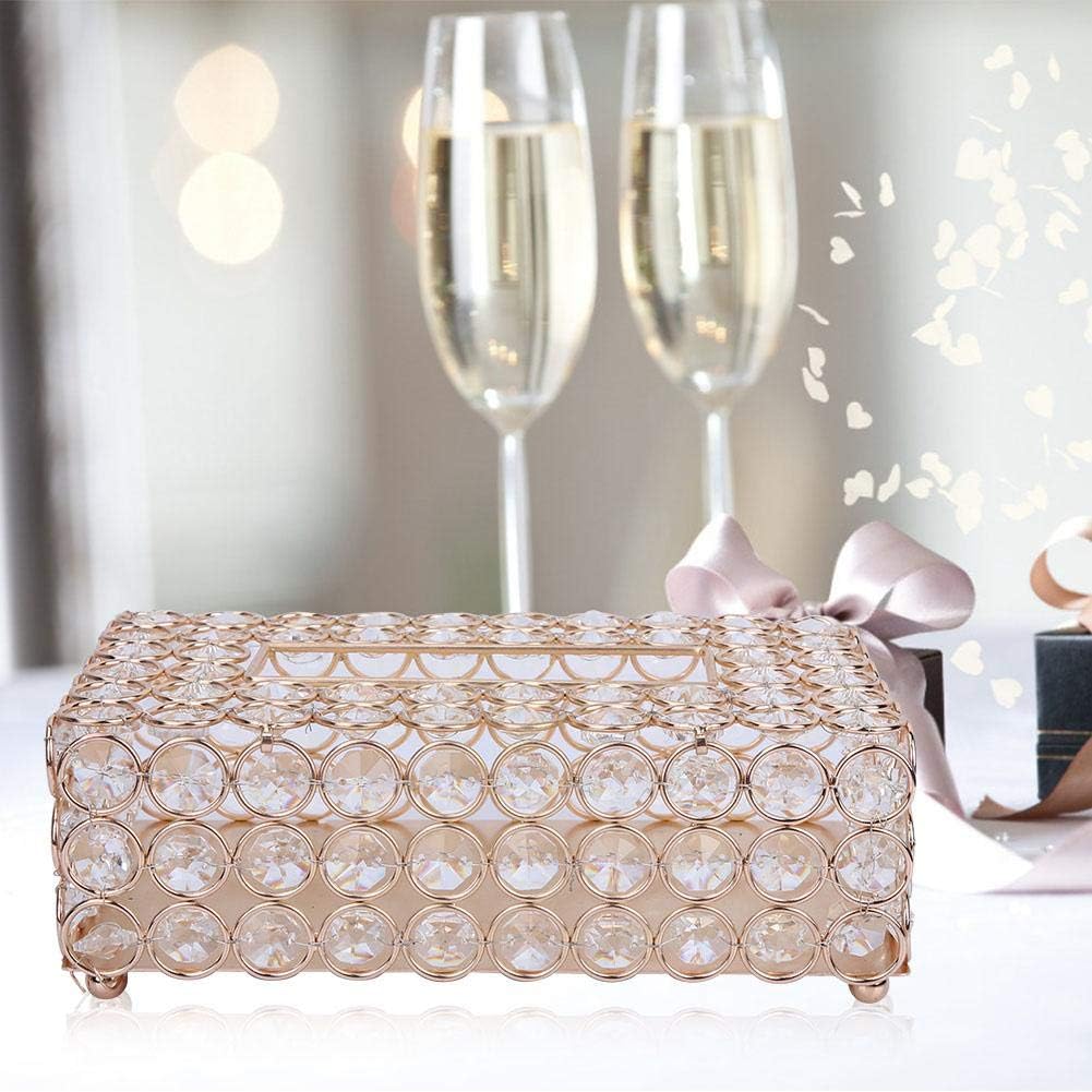 Hztyyier Crystal Tissue Box Rechteckiger dekorativer Serviettenhalter Crystal Paper Container für El