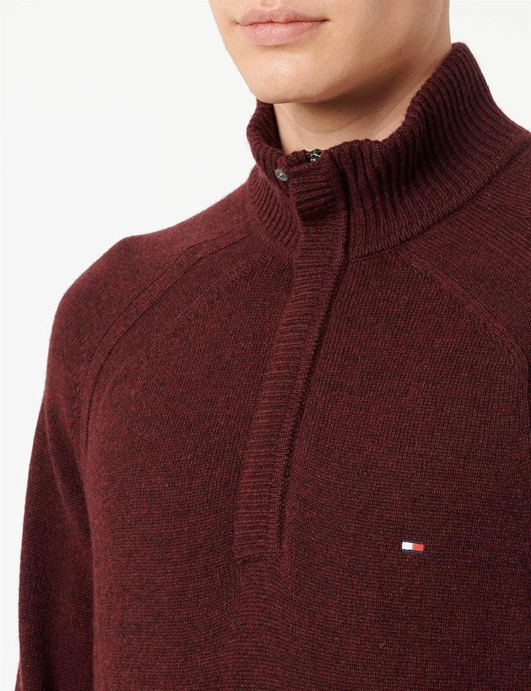 Tommy Hilfiger Herren Pullover M Rot (Deep Rouge Heather), M Rot (Deep Rouge Heather)