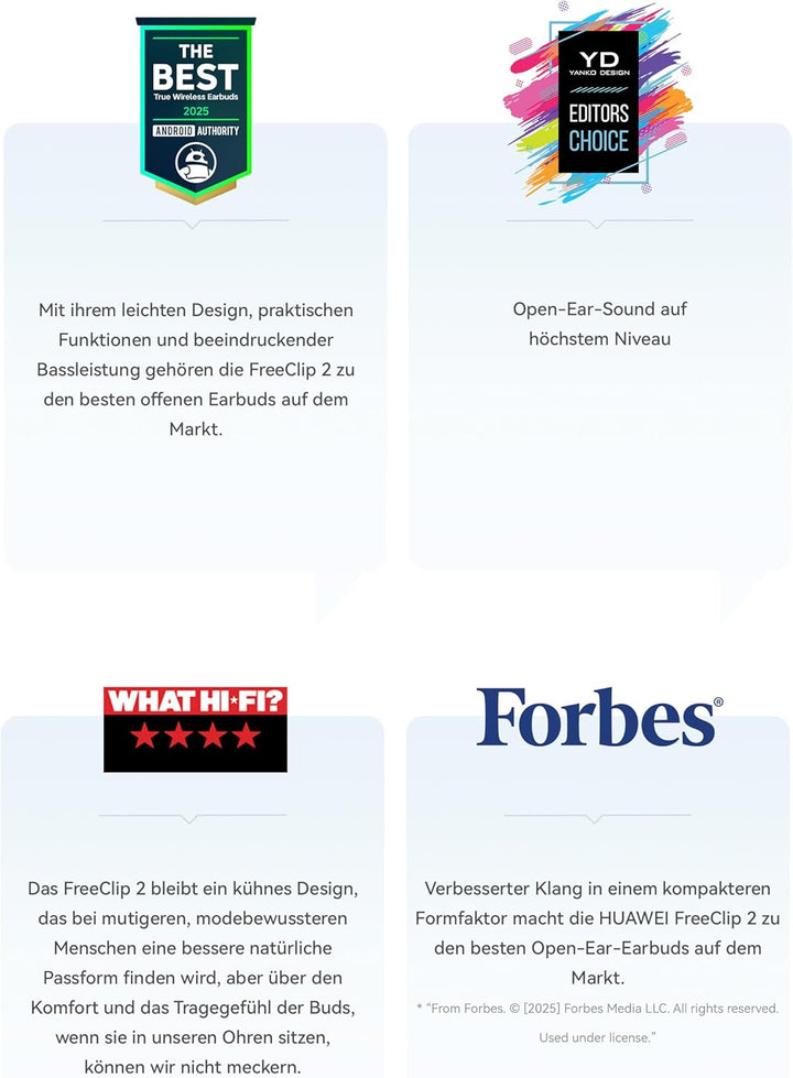 HUAWEI FreeClip 2 Weiss + Band 10, Kabellos Bluetooth Kopfhörer, Open-Ear-Kopfhörer, Besonders leich