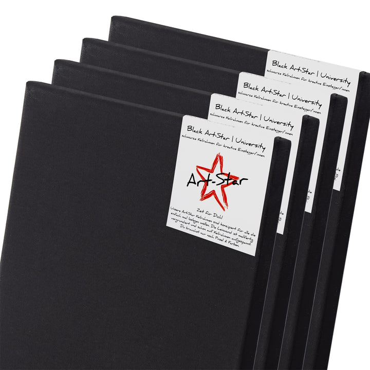 Art-Star 4X University Black KEILRAHMEN 50x60 cm | Schwarze Leinwände auf Keilrahmen 50x60 cm | Lein