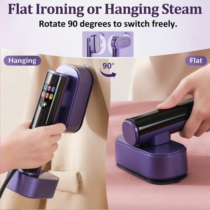 Dampfbügeleisen Tragbar, 2-in-1 Steamer Dampfglätter für Kleidung, 1300W Reisebügeleisen mit 190ml W