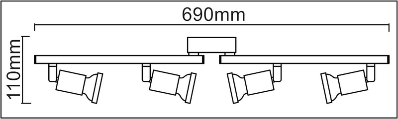 Trango 4-flammig 2935-042 LED Deckenleuchte *FINNO* in Edelstahl-Optik inkl. 4x 3 Watt GU10 LED Leuc