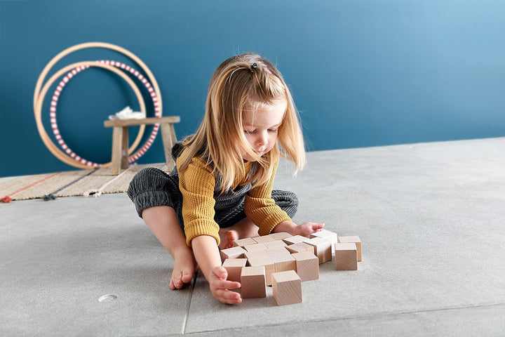 HABA Baustein-System Clever-Up! 2.0, Natur-Bausteine für Kinder ab 1 Jahr, 66 Teile, 306248