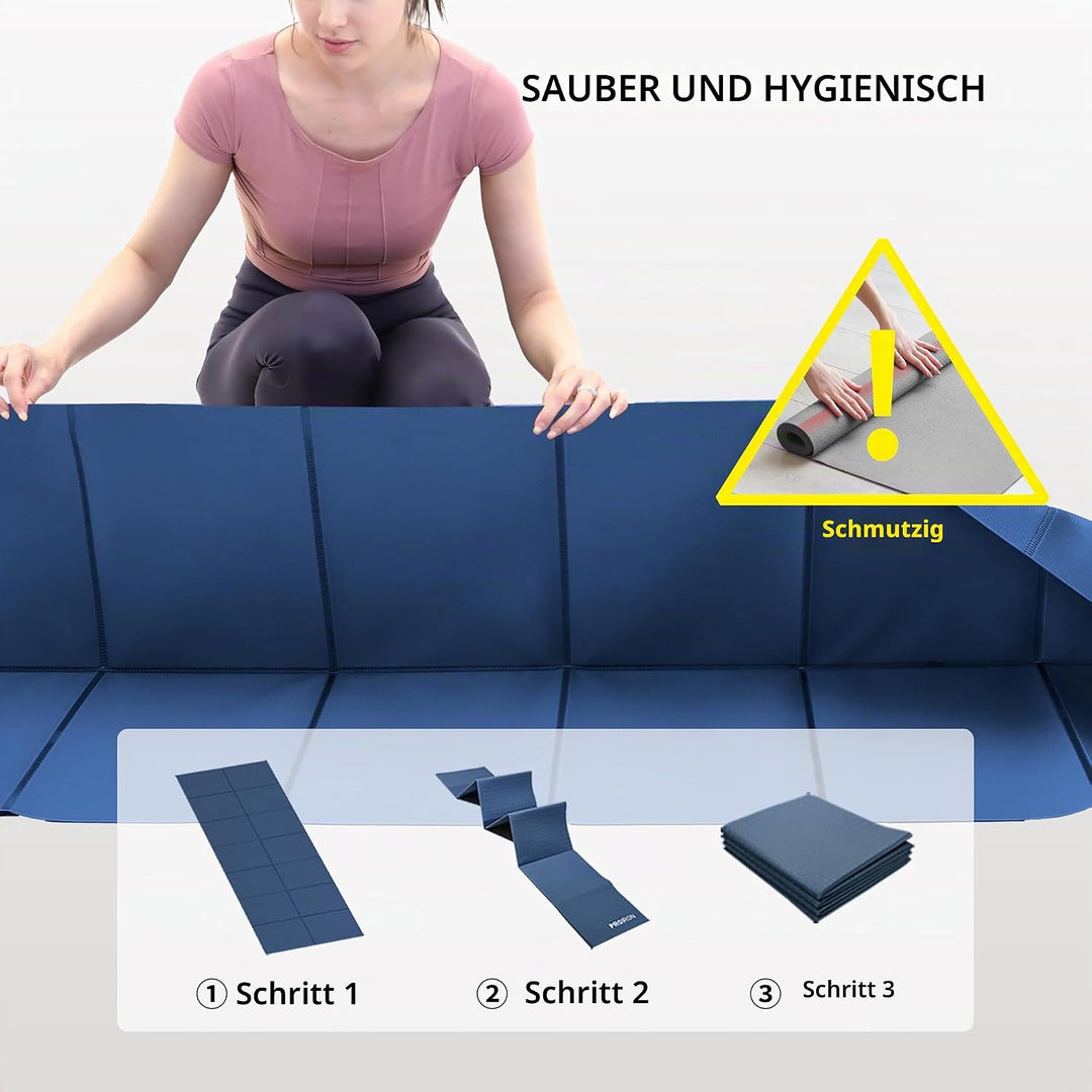 PROIRON Yogamatte Faltbar TPE, Reise Yogamatte rutschfest &amp; leicht 183cm x 61cm x 6mm, Gymnastikmatt