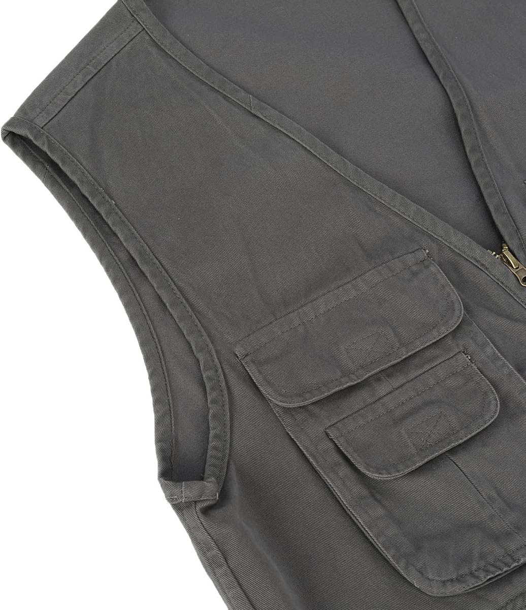 YOUTHUP Anglerweste Herren Outdoor Weste Multi-Tasche Ärmellose Jagd Herrenwesten Leicht Safari Wand