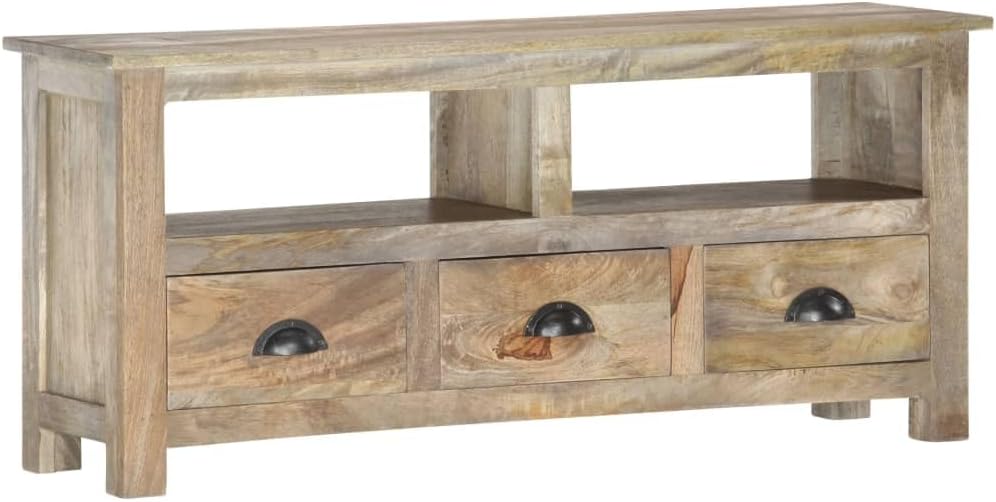vidaXL Mangoholz Massiv TV Schrank mit 2 Regalen 3 Schubladen Lowboard Fernsehtisch Fernsehschrank T