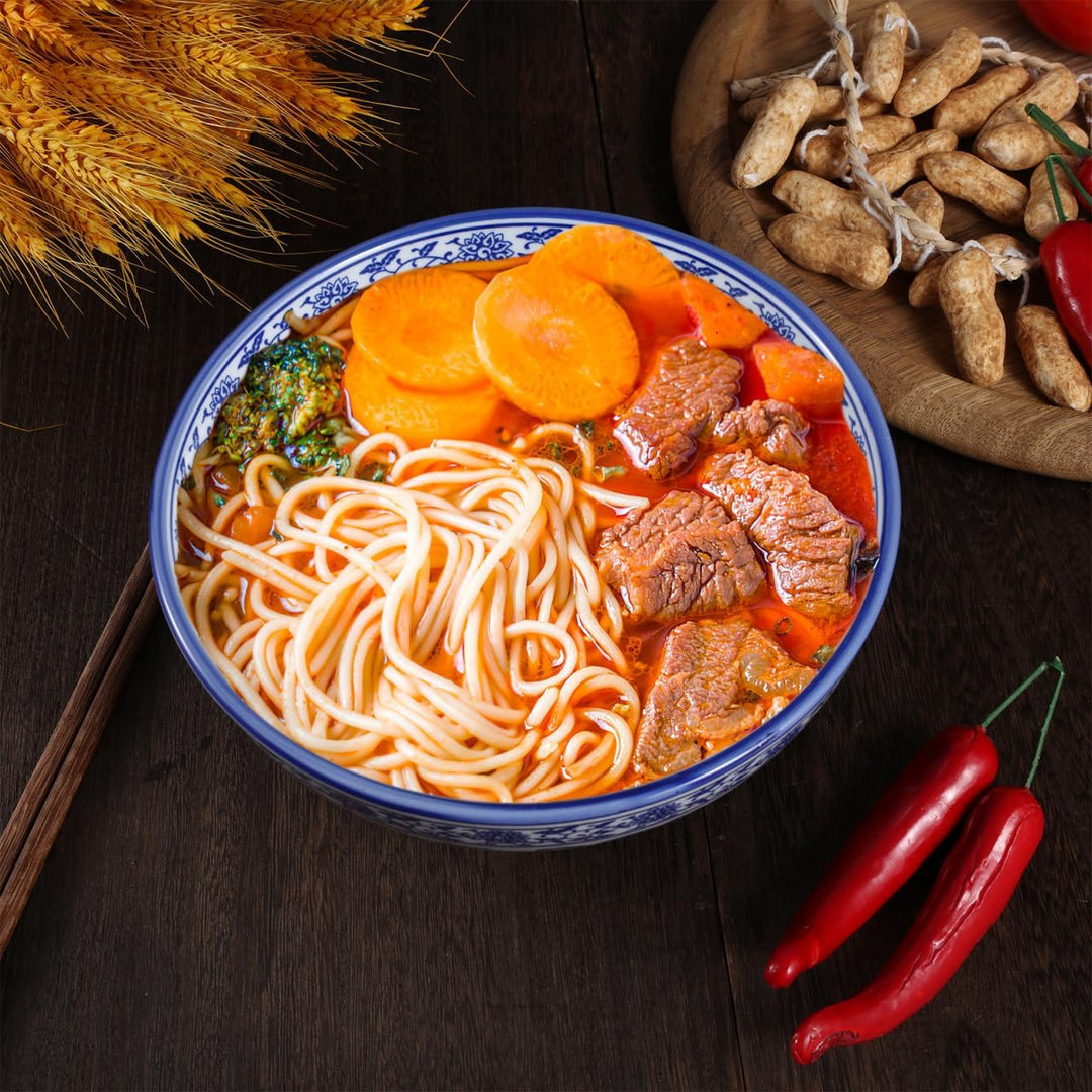 BESTonZON Keramik Suppensch¨¹ssel Nudelschale Asiatische Ramen Sch¨¹ssel Blau 7 Zoll Chinesische Sti