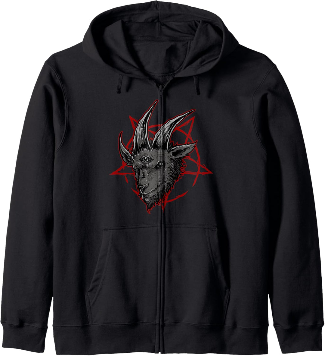 Goat Head of Mendes Baphomet Sigil Pentagram Okkult Goth Kapuzenjacke
