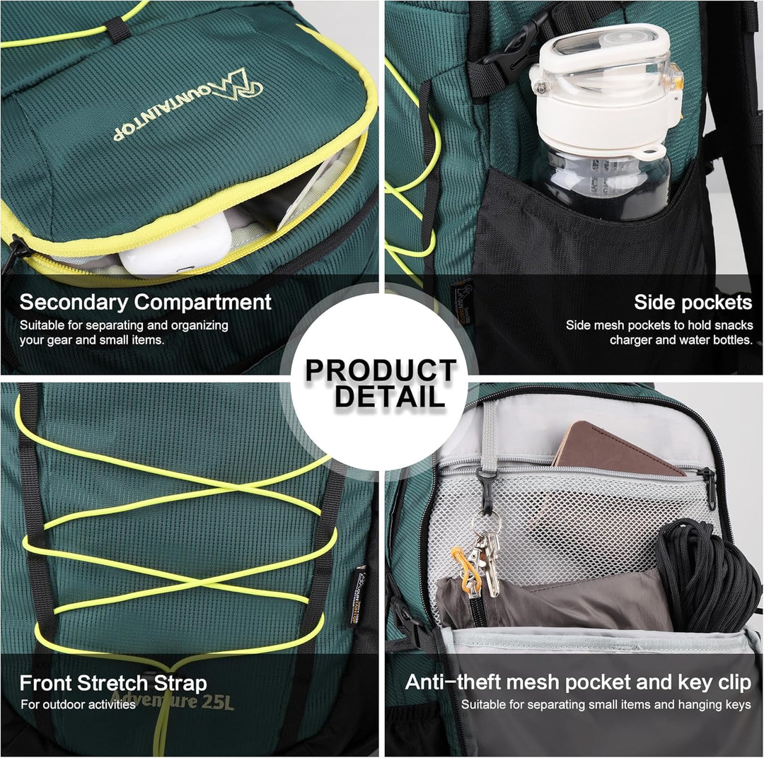 Mountaintop 25L/30L Wanderrucksack Daypack Damen Herren für Tageswanderungen, Outdoor, Radtouren 25L