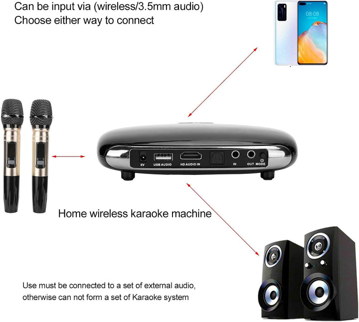 Dilwe K8 Karaoke-Maschine, 2 kabellose Karaoke-Mikrofone, tragbarer Karaoke-Lautsprecher, Bluetooth-