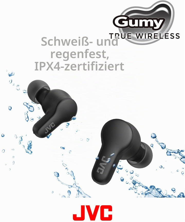 JVC HA-Z77T-B Gumy True Wireless Kopfhörer mit weichen Elastomer Ohrstöpseln, 3 Sound-Modi, Bluetoot