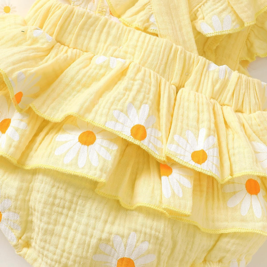 Neugeborenen Mädchen Kleidung Rüschenärmel Gänseblümchen Outfits Stirnband Basics für Neugeborene Ob