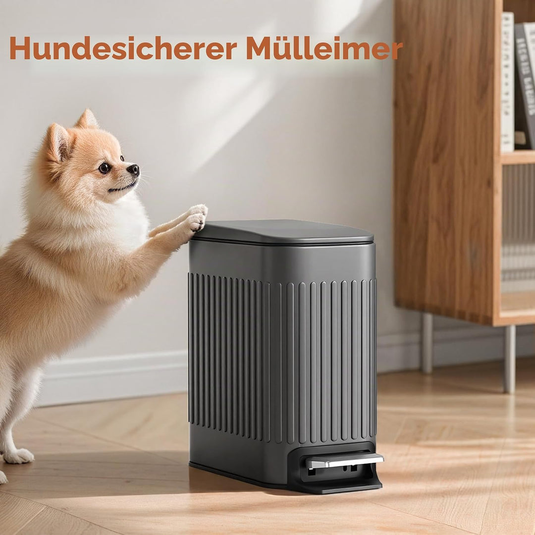 TrashAid Kleiner Mülleimer für Badezimmer mit Deckel Soft Close, 6 Liter Edelstahl Mülleimer mit her