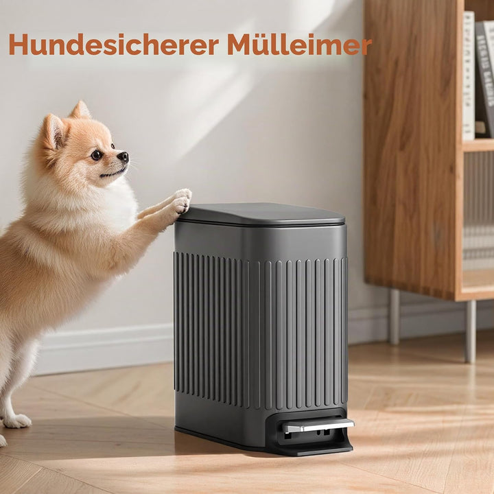 TrashAid Kleiner Mülleimer für Badezimmer mit Deckel Soft Close, 6 Liter Edelstahl Mülleimer mit her