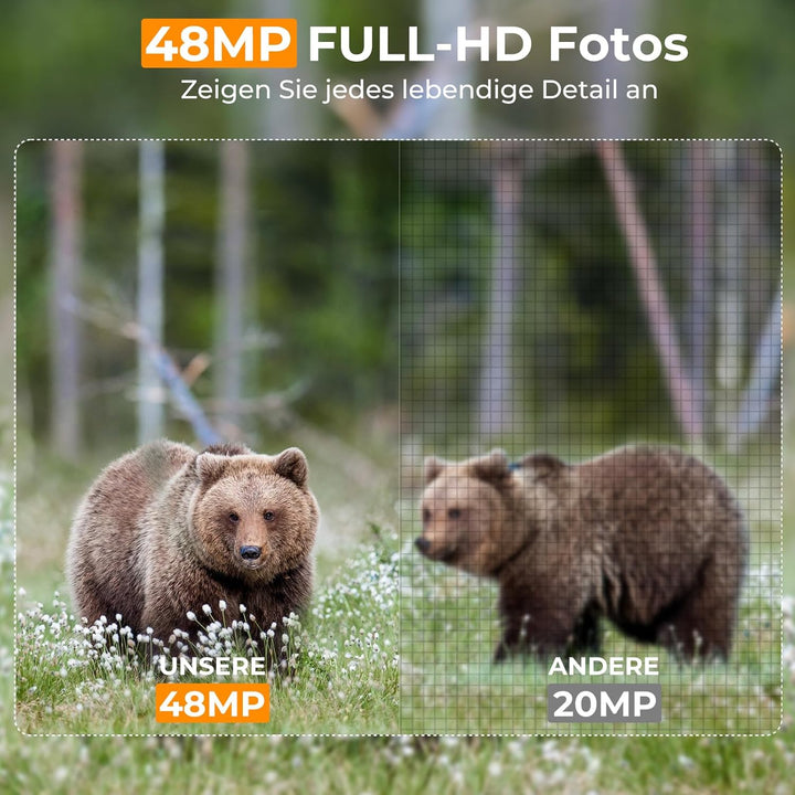 K&F Concept 48MP 4K WLAN Wildkamera handyübertragung, WiFi Wildkamera mit bewegungsmelder nachtsicht