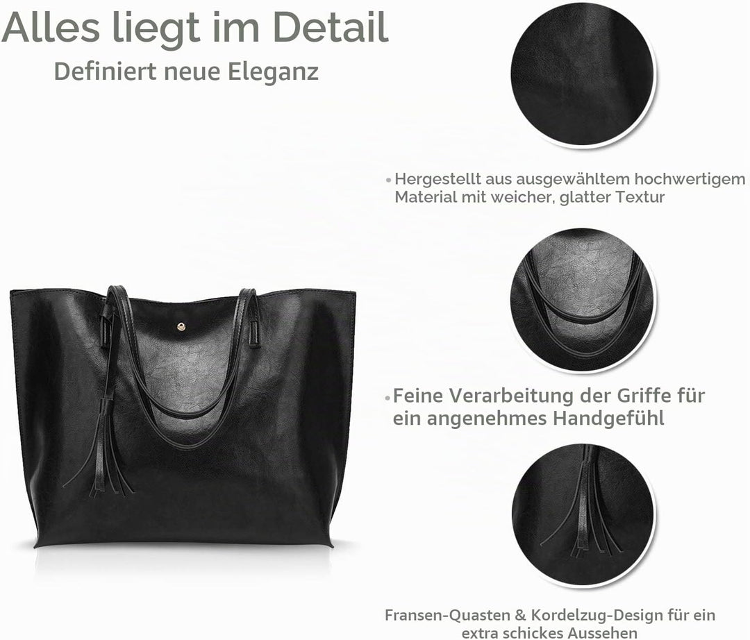 NICOLE&amp;DORIS Damen Tote Tasche Handtasche Schultertasche aus PU-Leder Umhängetaschen Mode grosse Han