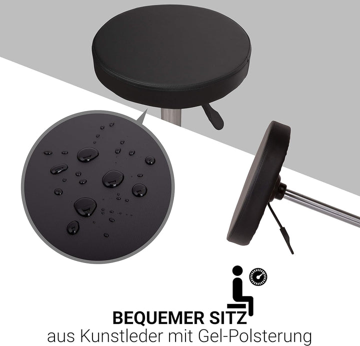 Staboos Rollhocker bis 160 kg - Gel-Polster Sitz rund - Praxishocker (Premium Rollen) Drehhocker höh