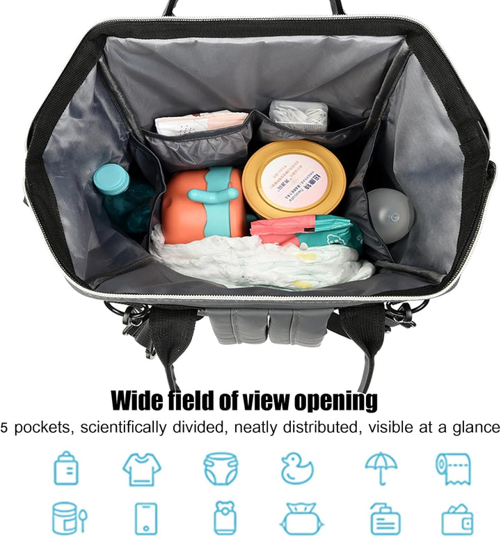 Baby Wickelrucksäcke, Wasserfester Windelrucksack mit Isolierten Fächern für Babys, Grosser Wickelru