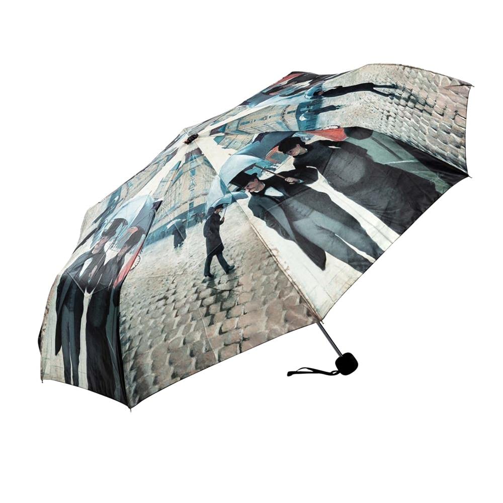 LUCKYWEATHER Regenschirm Taschenschirm Mini Damen/Herren Motiv Caillebotte Rainy Day in Paris I Tasc