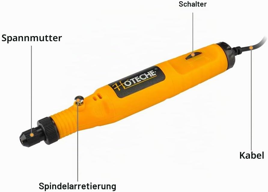 Hoteche 18V Mini Multifunktionswerkzeug Set, 10-teilig – 0-18.000 U/min, 3,2mm Spannzange, mit 10 Zu