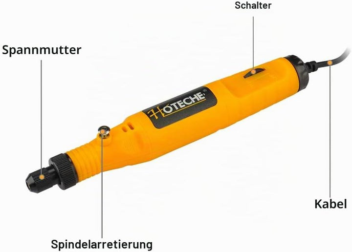 Hoteche 18V Mini Multifunktionswerkzeug Set, 10-teilig – 0-18.000 U/min, 3,2mm Spannzange, mit 10 Zu