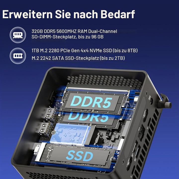 Intel NUC 15 PRO, für ASUS NUC 15 PRO Mini PC – mit Ultra 7 255H, 32GB RAM &amp; 1TB SSD, Win 11 Pro, In