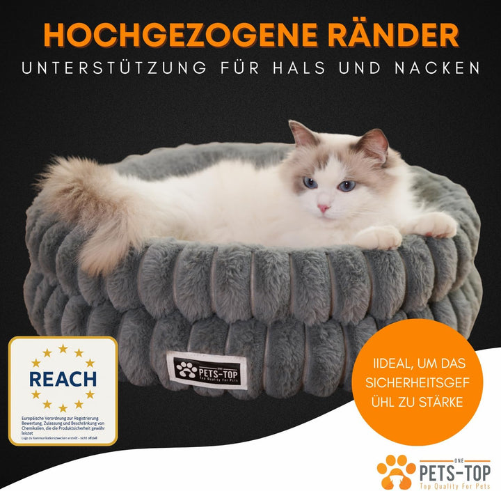 One PETS-TOP Katzenbett Flauschig – Katzenkissen Rund Weich – Cat Bed Waschbar – Schlafplatz für Kat