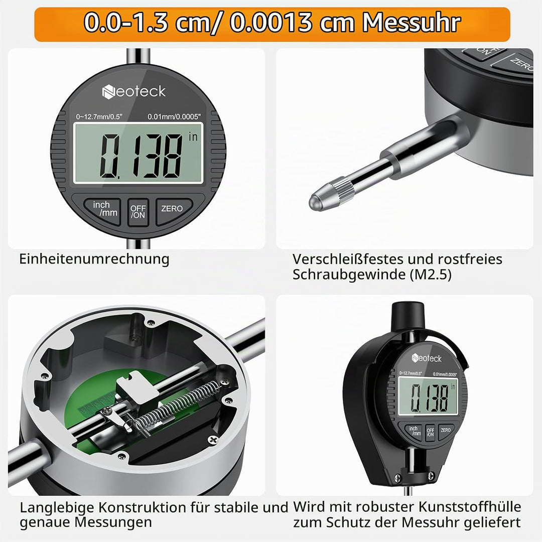 Neoteck Bohrungslehre Messuhr Set 50-160 mm Innendurchmesser Messuhr Aluminiumlegierung Hohe Präzisi