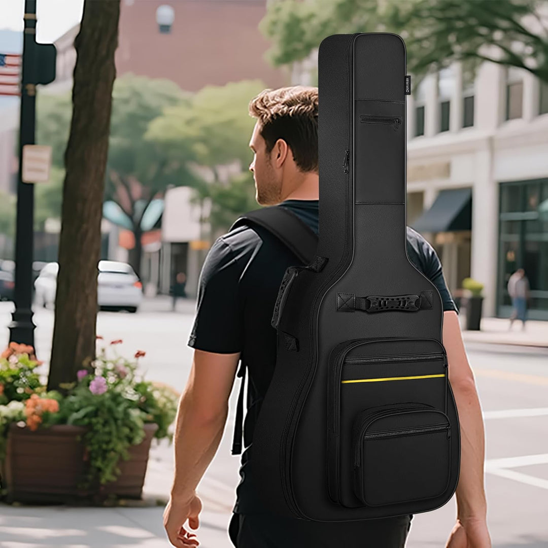 Akustikgitarrentasche, 40/41/42 Zoll Gitarren-Gigbag mit 10 mm dicker Polsterung &amp; mehreren Taschen,