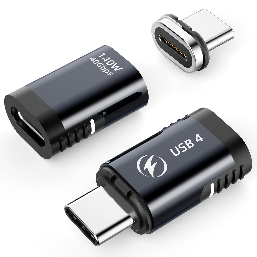 140 W magnetischer USB-C-Adapter, 2er-Pack, gerader USB 4-Magnetanschluss, 40 Gbit/s, unterstützt 8