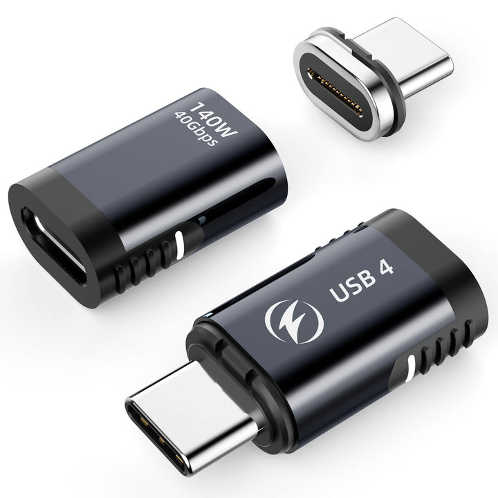 140 W magnetischer USB-C-Adapter, 2er-Pack, gerader USB 4-Magnetanschluss, 40 Gbit/s, unterstützt 8