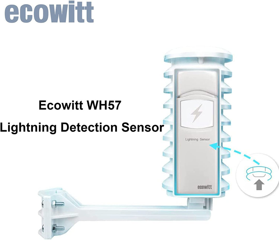 Ecowitt Wireless Lightning Detector Sensor WH57, Wetterstation Aussensensor für Ecowitt Ecosystem, n