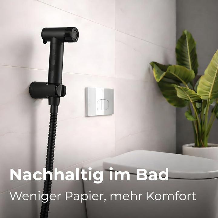 WC Handbrause mit Filter, wassersparende Intimdusche – schwarze Toilettendusche für Toilette mit 2 S