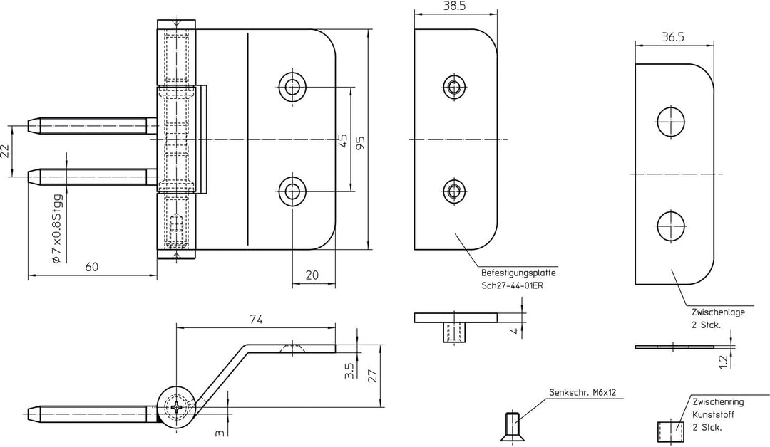 SIMONSWERK VG3990 Türband links ø 18mm für Glastüren, Glastürband für Glasstärke 8-10mm Edelstahl Y-