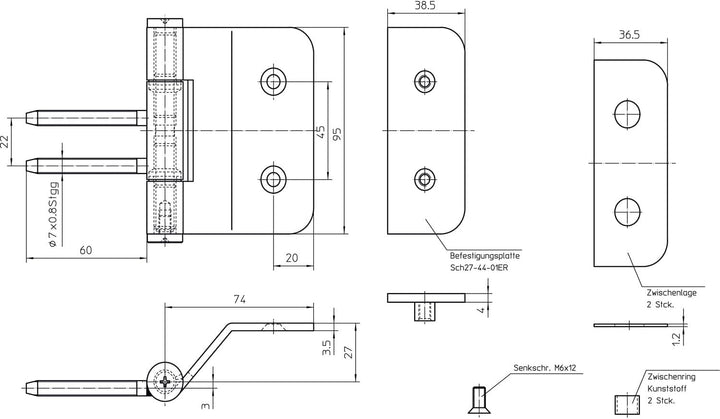 SIMONSWERK VG3990 Türband links ø 18mm für Glastüren, Glastürband für Glasstärke 8-10mm Edelstahl Y-
