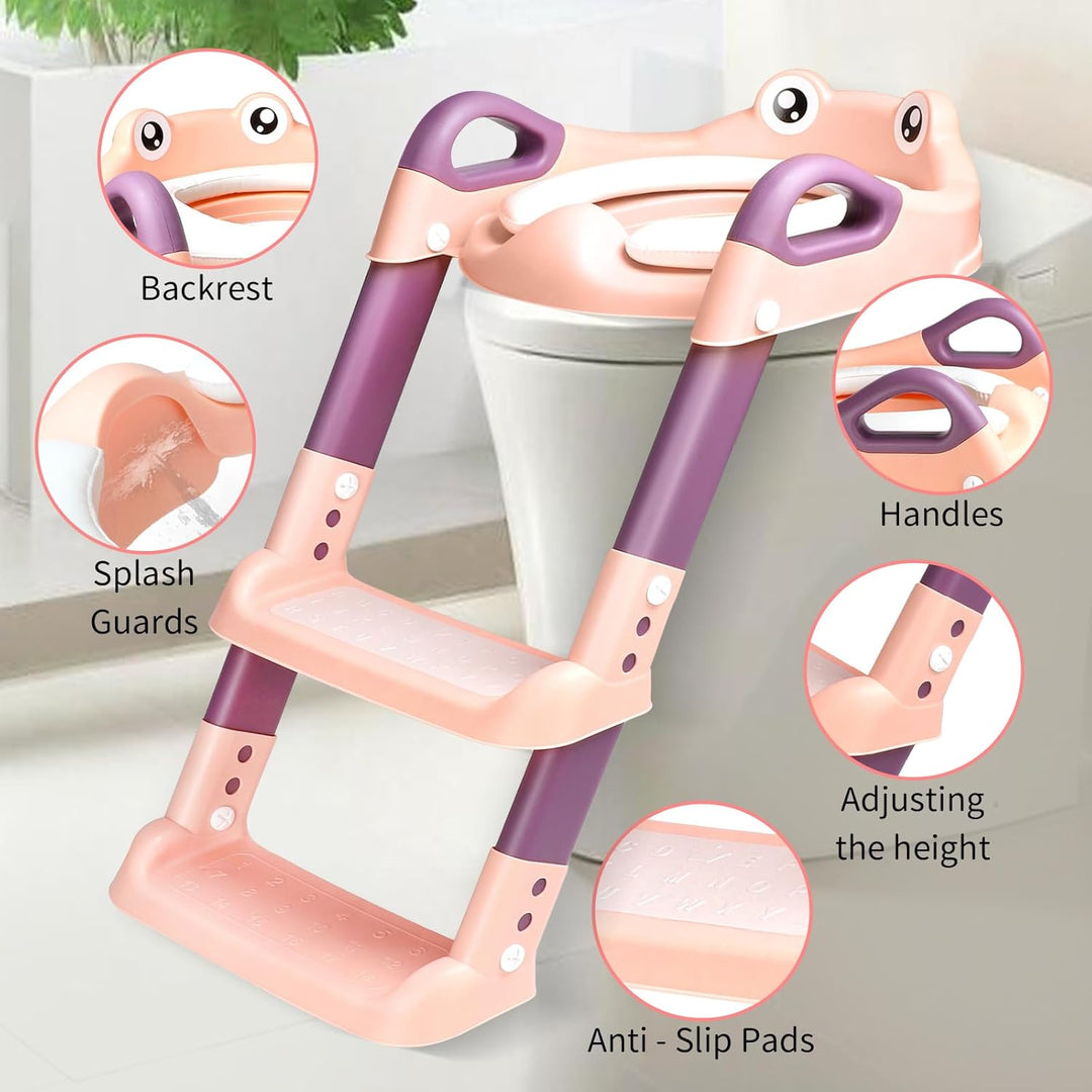 Toilettensitz Kinder mit Treppe, Toilettentrainer für Kinder, 2 IN 1 Toilettentrainer mit Treppe für
