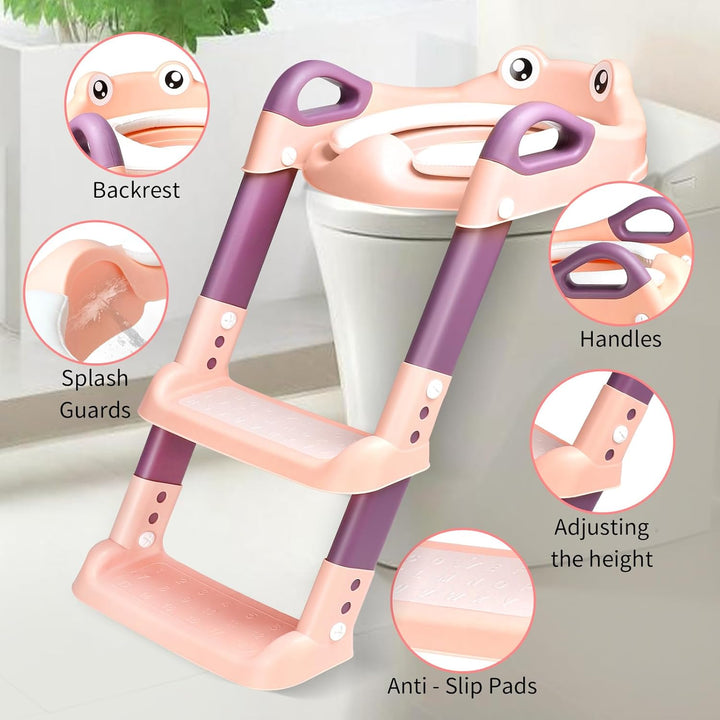 Toilettensitz Kinder mit Treppe, Toilettentrainer für Kinder, 2 IN 1 Toilettentrainer mit Treppe für