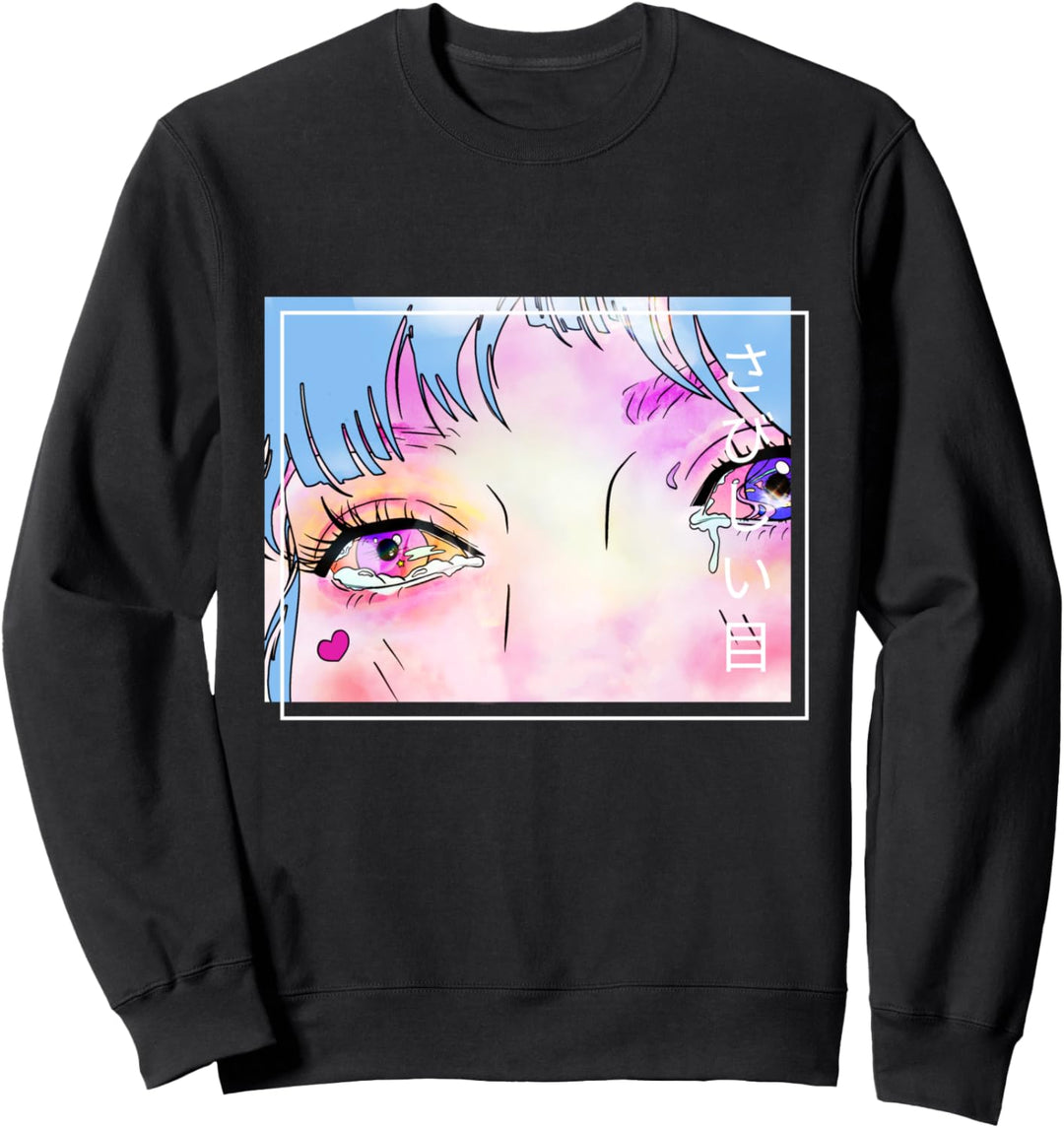 Sad Aesthetic Vaporwave Gothic Manga Anime Girl Eyes Art Sweatshirt