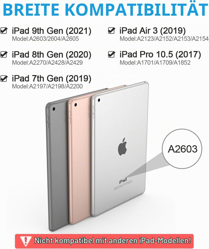 APHBZGE Tastatur Hülle für iPad 9/8/7. Generation 10,2 Zoll, abnehmbare Hülle mit Bluetooth-Tastatur