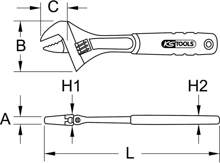 KS Tools 577.0301 CLASSIC Rollgabelschlüssel mit 2-Komponenten-Griff 17/16''