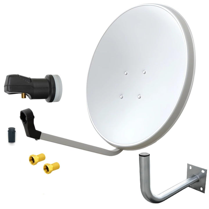 ARLI 60 cm HD Sat Anlage Single LNB Digital + Wandhalter 45 cm + 2 F-Stecker 1 Teilnehmer Antenne li
