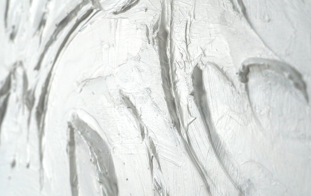 YS-Art XXL Abstrakt Acryl Gemälde auf Leinwand mit Rahmen weisse Symphonie handgemalte Wandbilder Wo