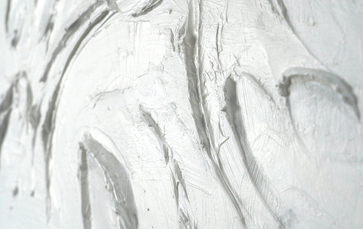 YS-Art XXL Abstrakt Acryl Gemälde auf Leinwand mit Rahmen weisse Symphonie handgemalte Wandbilder Wo