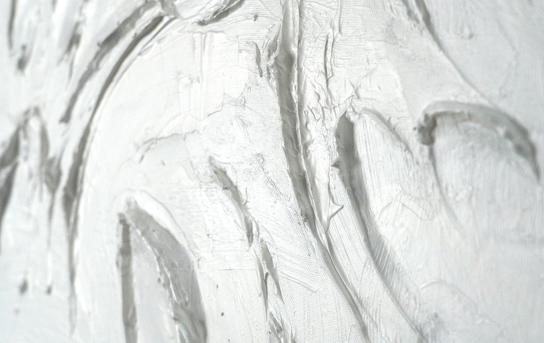 YS-Art XXL Abstrakt Acryl Gemälde auf Leinwand mit Rahmen weisse Symphonie handgemalte Wandbilder Wo