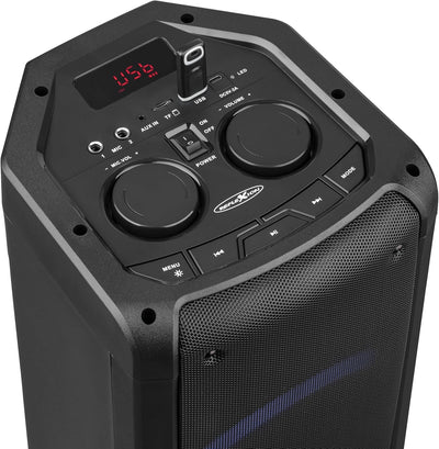 REFLEXION PS09BT DJ Karaoke PA-Anlage, mobil mit Akku und Lichteffekten (Bluetooth, True Wireless St