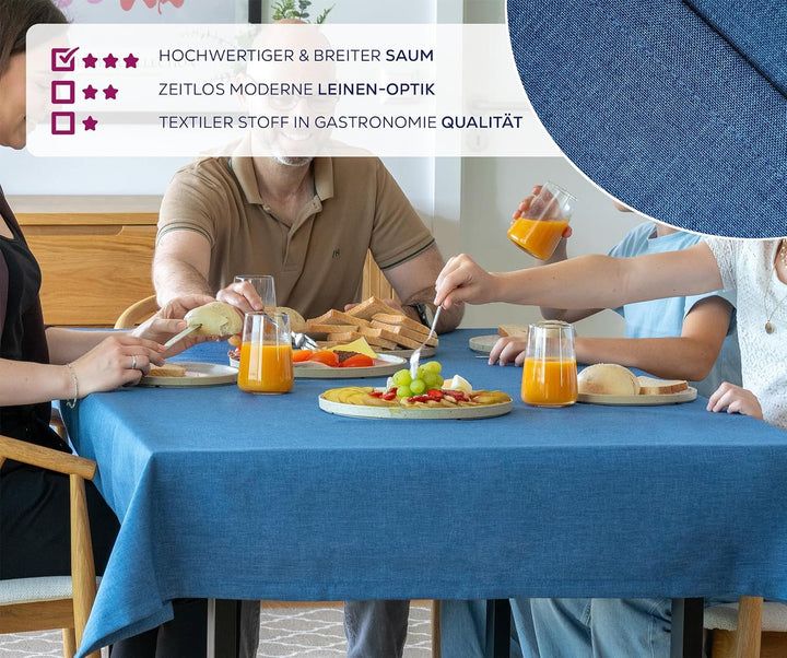BEAUTEX fleckenabweisende und bügelfreie Tischdecke - Tischtuch mit Lotuseffekt - Tischwäsche in Lei
