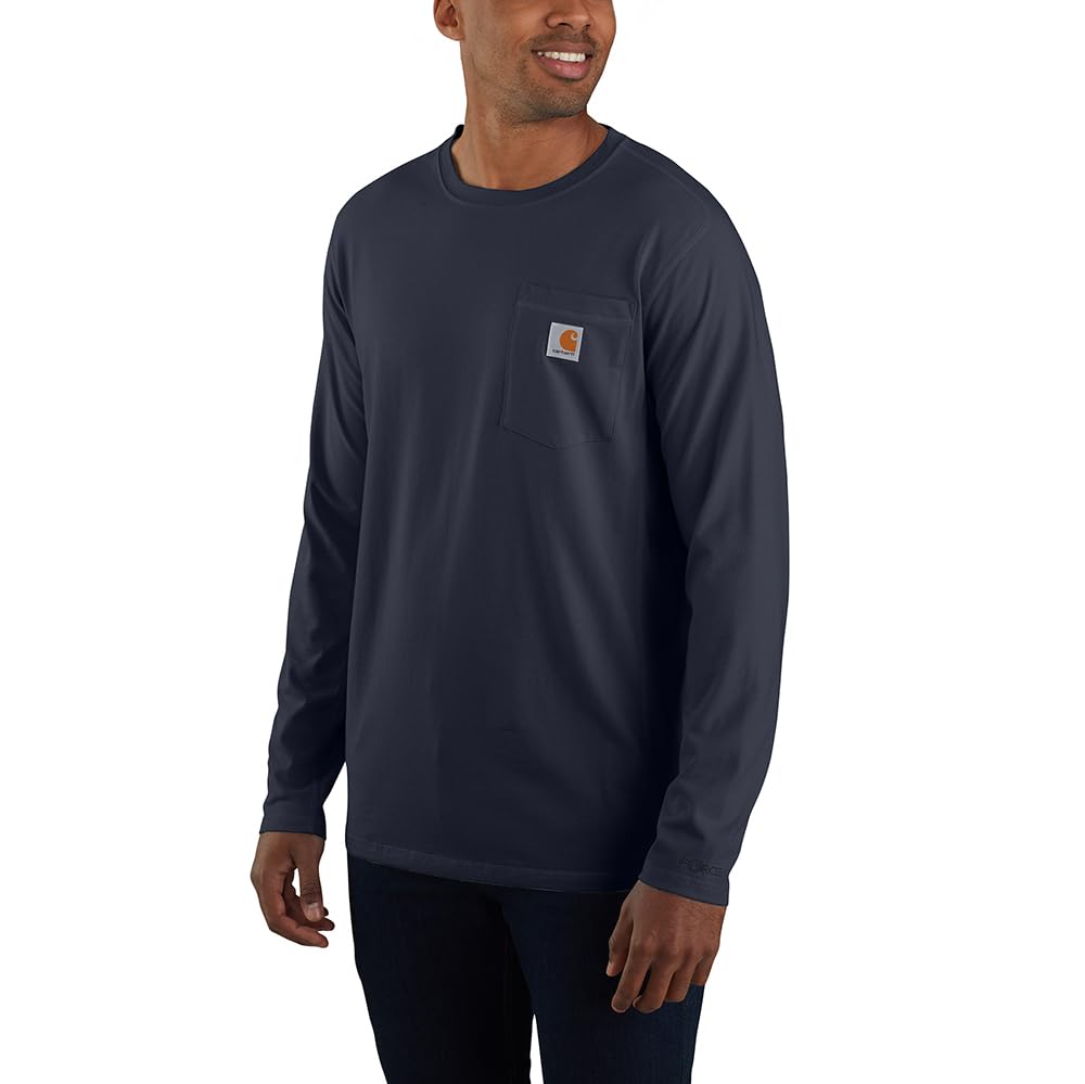 Carhartt Herren Langarmshirt Force Flex Pocket XXL Marineblau, XXL Marineblau